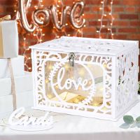 OurWarm Urn Wedding Card Box PVC Money Box Envelope Box with Lock Card Sign For Birthday Baby Shower Graduation Party Supplies