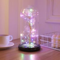 2020 LED Magic Galaxy Rose Eternal 24K Gold Foil Flower Dome Fairy String Lights Christmas Valentines Day Mothers Day Gift