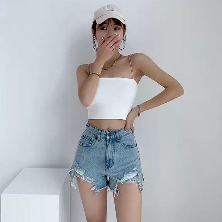 denim-shorts-women-hole-frayed-summer-hot-girls-college-all-match-solid-younger-ins-prevalent-high-waist-casual-mujer-slender