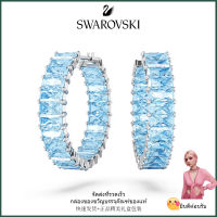 ?Swarovski?ต่างหูพลอย Matrix Blue Round S925 ต่างหูแฟชั่นเงินสเตอร์ลิงสำหรับผู้หญิงของขวัญวันเกิดวันวาเลนไทน์