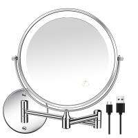 8In Chargeable Wall Mounted Vanity/Bathroom Double Side Mirror 1X/10X Enlarge LED&amp;3Color Temp Touch Screen 360° Rotat