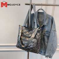 MOJOYCE Quilted Ladies Crossbody Bag Nylon Winter Underarm Bags Waterproof Fashion Cal Soft Warm Adjustable For Shopping Travel