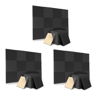 36 Pack Self-Adhesive Acoustic Panels, Sound Proof Foam Panels, High Density Soundproofing Wall Panels for Home(Black)