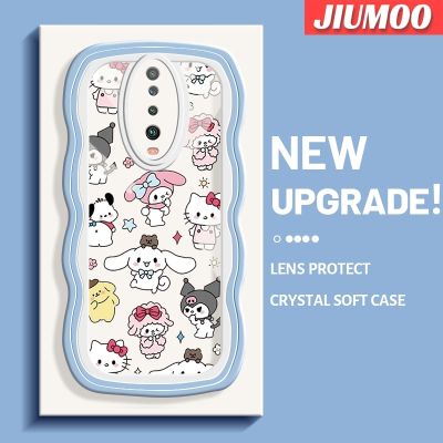 เคส JIUMOO สำหรับ Xiaomi POCO X2 POCO F2 Redmi เคส K30การ์ตูน Sanrio Family Hello Kitty แฟชั่นคลื่นเคสโทรศัพท์โปร่งใสเลนส์กล้องถ่ายรูปเคสกันกระแทกกรอบป้องกันซิลิโคนอ่อนชัดเจน