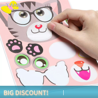 ?【Lowest price】TANG 6pcs Cat Dog Face Sticker สำหรับเด็ก Make-A-Face สติ๊กเกอร์เด็กๆ Fun CRAFT DIY