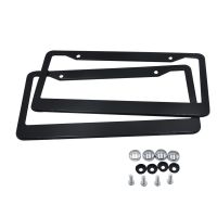 2pcs Stainless Steel Car License Plate Frame Universal Vehicle Black Number License Plate Bracket Frame Holder