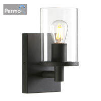 Permo Glass Wall Sconce โต๊ะเครื่องแป้งห้องน้ำพร้อมโป๊ะไฟกระจกใส3.9นิ้ว