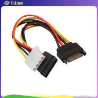 FoZueo 15-Pin ซีเรียล SATA ตัวผู้ถึง15-Pin/LP4หญิงสายไฟสำหรับฮาร์ดดิสก์ IDE