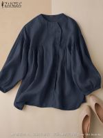 【hot】✻✉◄ Sleeve Cotton Shirt ZANZEA Blouse Down Tunic Loose Blusas