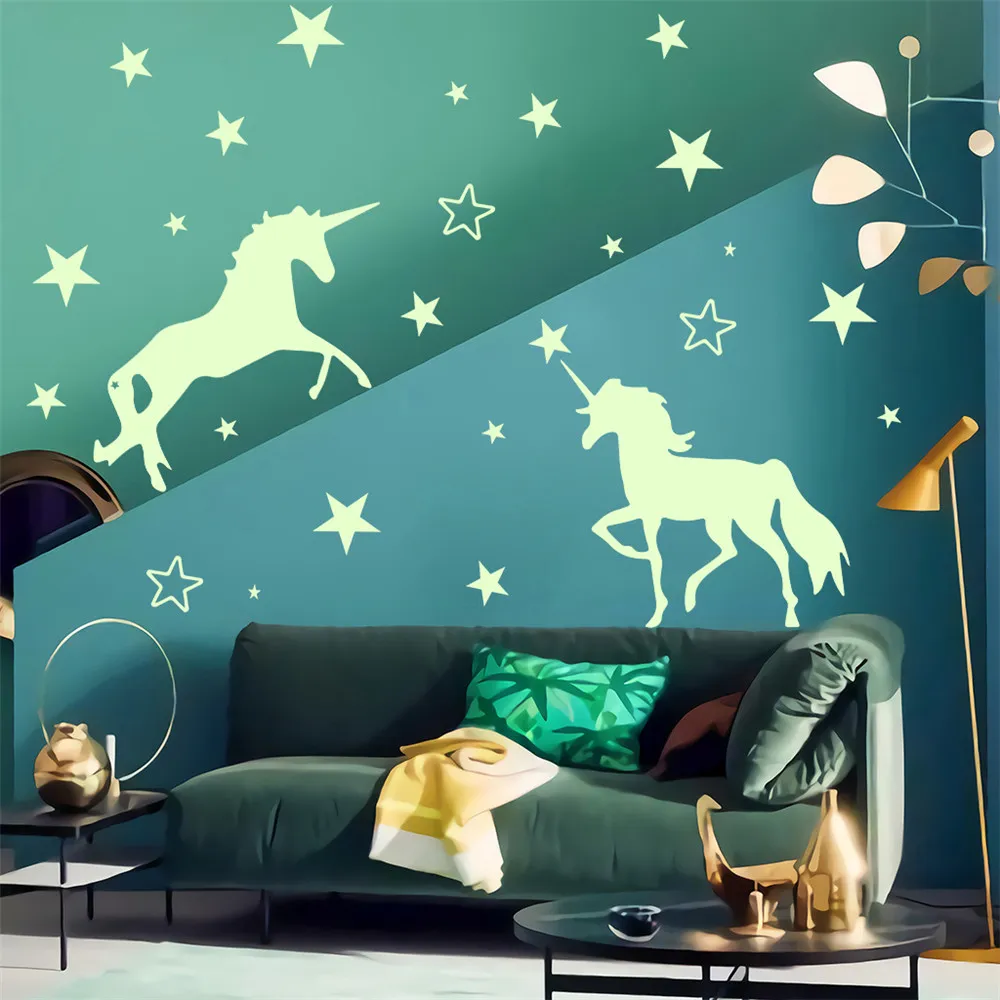 TaroBall】Luminous Unicorn Fluorescence Star Wall Stickers Home Ceiling  Background Decoration Bedroom Decor Glow In The Dark Decal Wallpaper |  Lazada PH