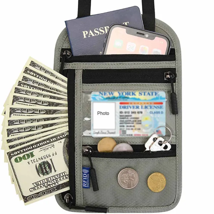Passport Holder Neck Passport Cover Wallet RFID Blocking Passport