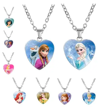 Disney Frozen 2 Necklace Anime Chrildren's Cartoon Elsa Princess Anna Heart  Shaped Figure Pendant Girl Accessories Kids Gifts | Fruugo TR