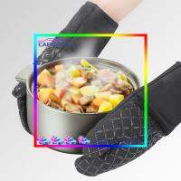 1Pair Cooking Gloves Plaid Cotton Insulation Gloves with Heat Insulation Pad Heat Temperature Resistant Non-Slip Adults Kitchen Supplies