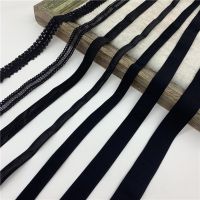 [NEW EXPRESS] 10/15/20/25mm 5yards Black Elastic Ribbon Fold Over Spandex Band For Sewing Lace Trim Waist Garment Accessory