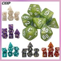 CXXP 7Pcs/set ลายมุกสีทึบ ลูกเต๋า DND D4 D6 D8 D10 D12 D20 7-Die Table Game ลูกเต๋าเกม ทนทานต่อการใช้งาน เกมปาร์ตี้ปาร์ตี้ ลูกเต๋าหลายด้าน TRPG DND