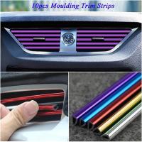 10Pcs Universal Car Air Conditioner Outlet ตกแต่ง U Shape Molding Trim Strips Decor Chrome สีภายใน Modification