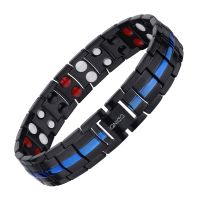 IONICO Bracelet for Women | Bracelets for Men | Mens Strength Bracelet | Bracelet for Women Arthritis with Adjustable Length with Sizing Tool (Black-Blue)