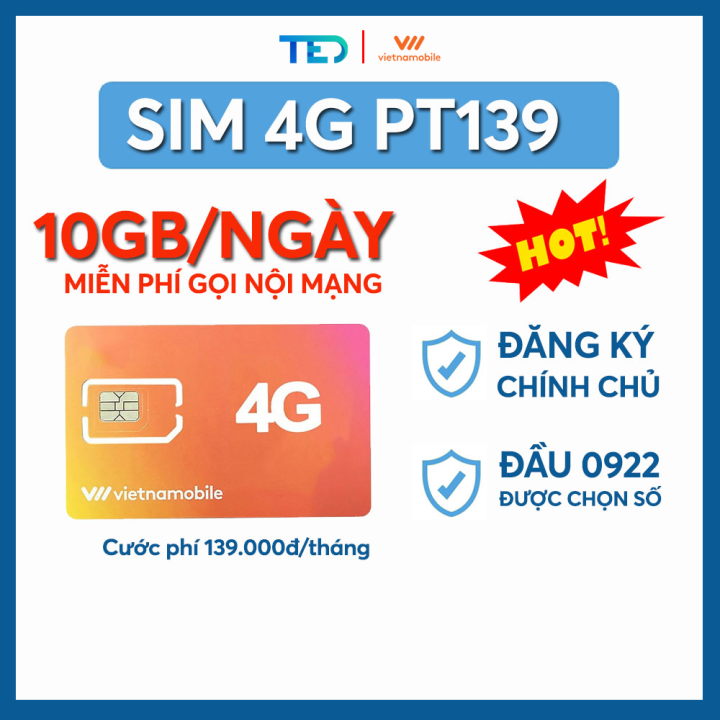 Sim 4G ưu đãi 10GB/NGÀY Vietnamobile, Sim Data Free gọi nội mạng ...