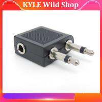 KYLE Wild Shop Nickel plated Air Plane dual 3.5mm Airplane socket Airline Headphone Mono Audio Converter Travel Jack Plug Splitter Adapter