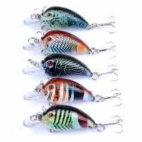 【hot】❡ 5pcs Mixed Colors Fishing Lures Set 4.5cm 4.2g Crank Wobblers With Treble Hooks Tackle Topwater Swim Crankbaits