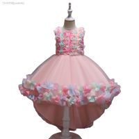 ✱♧┇ ocehrk Vestido de princesa floral puff feminino elegante malha requintada flor o-pescoço festa desempenho