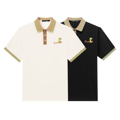 Original Summer 23 New Product Contrasting Color Stitching Neckline Exquisite Embroidered Casual Versatile Couple Short-sleeved Polo Shirt Men