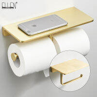 ELLEN High End Bathroom Toilet Paper Holder Soild ss Brushed Gold Finished Multifunctional Shelf Storage ELB0986