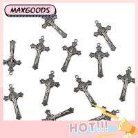 MAXG 50Pcs 1.530.85นิ้วค่ะ เงินโบราณคาทอลิกพระเยซูข้ามเสน่ห์ รูปร่างไขว้กัน โลหะผสมอัลลอยด์ จี้เหรียญกางเขนนักบุญเบเนดิกต์ การตกแต่งที่ยอดเยี่ยม เครื่องรางที่งดงาม สาวๆ