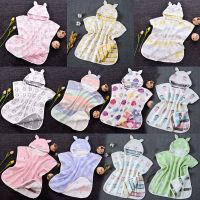 Baby Bath Towel 6 Layers Cotton Gauze Hooded Kids Cape Poncho Cartoon Printed Breathable Absorbent Infant Blanket D08C