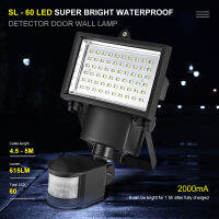 SL-60โคมไฟพลังงานแสงอาทิตย์ LED ไฟส่องสว่างซุปเปอร์กันน้ำพลังงานแสงอาทิตย์ PIR ประตูที่ตรวจกับการเคลื่อนไหวประตูสำหรับการตกแต่งสวนโคมไฟพลังงานแสงอาทิตย์