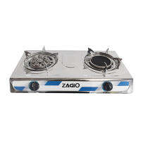 เตาแก๊สสเตนเลสตั้งโต๊ะ 1 หัวแก๊ส 1 หัวอินฟราเรด ZAGIO รุ่น ZG-33C ขนาด 71 x 37 x 13.5 ซม. สีสเตนเลส -- EU 26 --