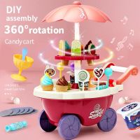 Childrens play house toys Candy car cartoon toy Ice cream truck simulation game Cash Register Parent-child interaction A variet