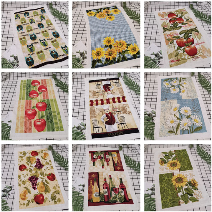 1pc-38x63cm-colorful-flower-printed-cotton-tea-towel-kitchen-dishcloth-water-absorption-household-cleaning-cloth