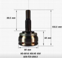 OEM หัวเพลาขับ หัวเพลาขับนอก วอลโว่ 850 VOLVO 850 มี ABS ฟันนอก 26 ฟันใน 25 บ่าซีล 56.5 ยี่ห้อ E1 VO-001A