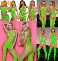 ZZOOI Sexy Sleepwear Bodystocking Lingerie Babydoll dress Underwear costumes Chemises Teddies Stripper Fluorescent green Bodysuits