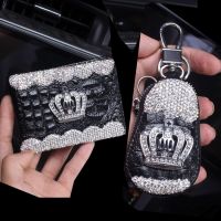 Universal Leather Car Key Case ​Crystal Rhinestone Crown Drivers license Cover Holder Car Key Bag Wallets Keychain Accessories Key Chains
