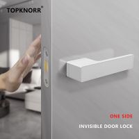 New Invisible Door Lock Single Side Bedroom Door Minimalist Special Secret Door Handle White Black Indoor Hidden Single Lock