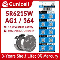 EUNICELL 10ชิ้น-50ชิ้น364A CX60 LR60 SR60 LR621 AG1 364 164เซลล์ปุ่มอัลคาไลน์1.5V นาฬิกาแบตเตอรี่0 ปรอท