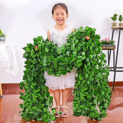 Home Decor Artificial Ivy Garland Fake Plants 2M Green Ivy Silk Leaf Vines for Wedding Party Outdoor Garden DIY Wall Decoration Spine Supporters