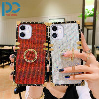 เคสโทรศัพท์เพชรสุดหรูสี่เหลี่ยมเป็นประกายสำหรับ Apple iPhone 11 11 Pro 11 Pro Max 12 iPhone 12 Pro เคสโทรศัพท์เคสที่มีห่วงซองนุ่มกันกระแทกฝาหลังมือถือ