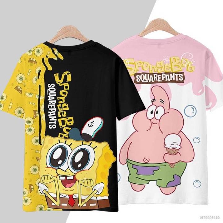 Summer Cosplay SpongeBob SquarePants Anime Tshirt Short Sleeve Top Kid  Adult Cosplay Patrick Star Fashion 3D Shirt Casu