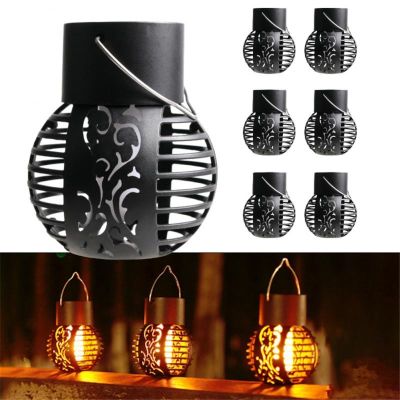 LED Solar Light Outdoor Waterproof Flickering Flame Effect Ball Solar Power Lamps Hanging Lantern Lamp Garden Yard Decor Lights