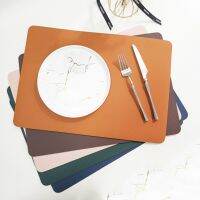 Nordic Double-side Two Color PU Leather Art Table Mat Drink Coasters Set Placemat Restaurant Home Kitchen Decoration Accessories