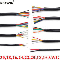 2/5/10M 28 26 24 22 20 18 16 AWG UL2464 สายเคเบิลหุ้มฉนวนทองแดงสายสัญญาณ 2 3 4 5 6 7 8 10 Core Soft Electronic Audio Wire