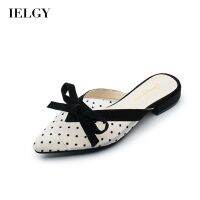 ┇ cri237 IELGY Fashion Polka Dot Bow Bow Baotou Low-heeled Womens Half Slippers