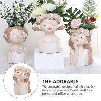 ?Dream Best? Resin Lovely Meditative Girl Plant Pot Flowerpot Decoration for Home Office