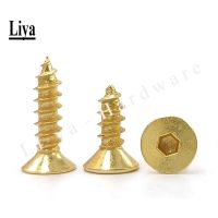 【cw】 10pcs M4 Titanium Plating Gold countersunk hexagon socket tapping screw