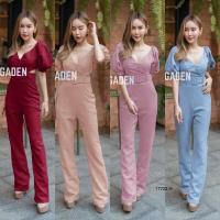 TT17722 Jumpsuit จั้มสูทแขนพอง เว้าเอว + สายเข็มขัดรัดเอว .	Jumpsuit, puff sleeve jumpsuit, concave waist + waist belt strap .