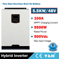 Y&amp;H 5.5KW Hybrid Solar Inverter MPPT 100A 500VDC PV Input 220VAC 48VDC Pure Sine Wave Hybrid Inverter