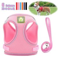 Reflective Puppy Dog Harness Vest With Walking Lead Leash Adjustable Kitten Collar Nylon Harness For Small Medium Dogs XS-XL Collars